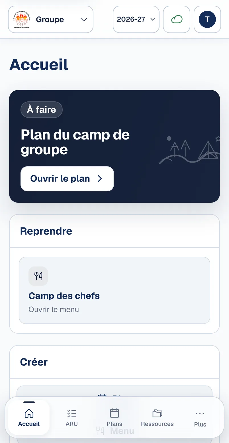L’accueil du portail pour le Groupe.